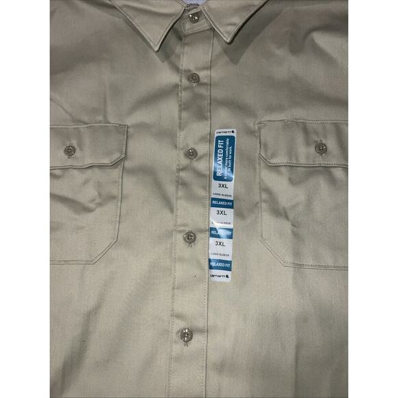 Carhartt Work Shirt Mens 3XL Button-Up Tan Long Sleeve Pockets S224 KHI Adult - Picture 5 of 8